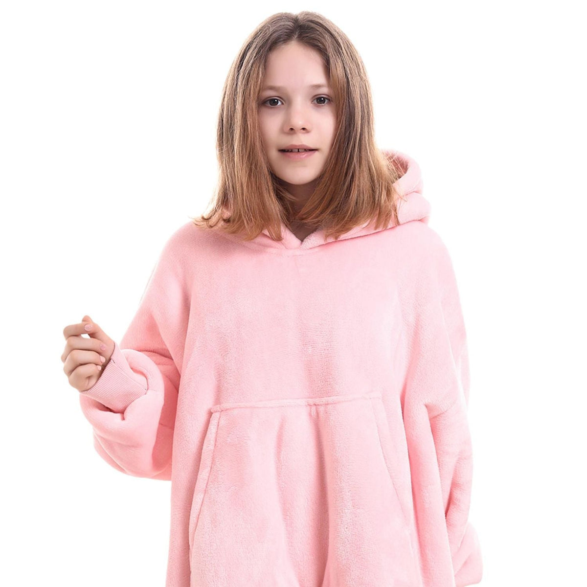 Kids' Pink Blanket Hoodie with a Sherpa Lining
