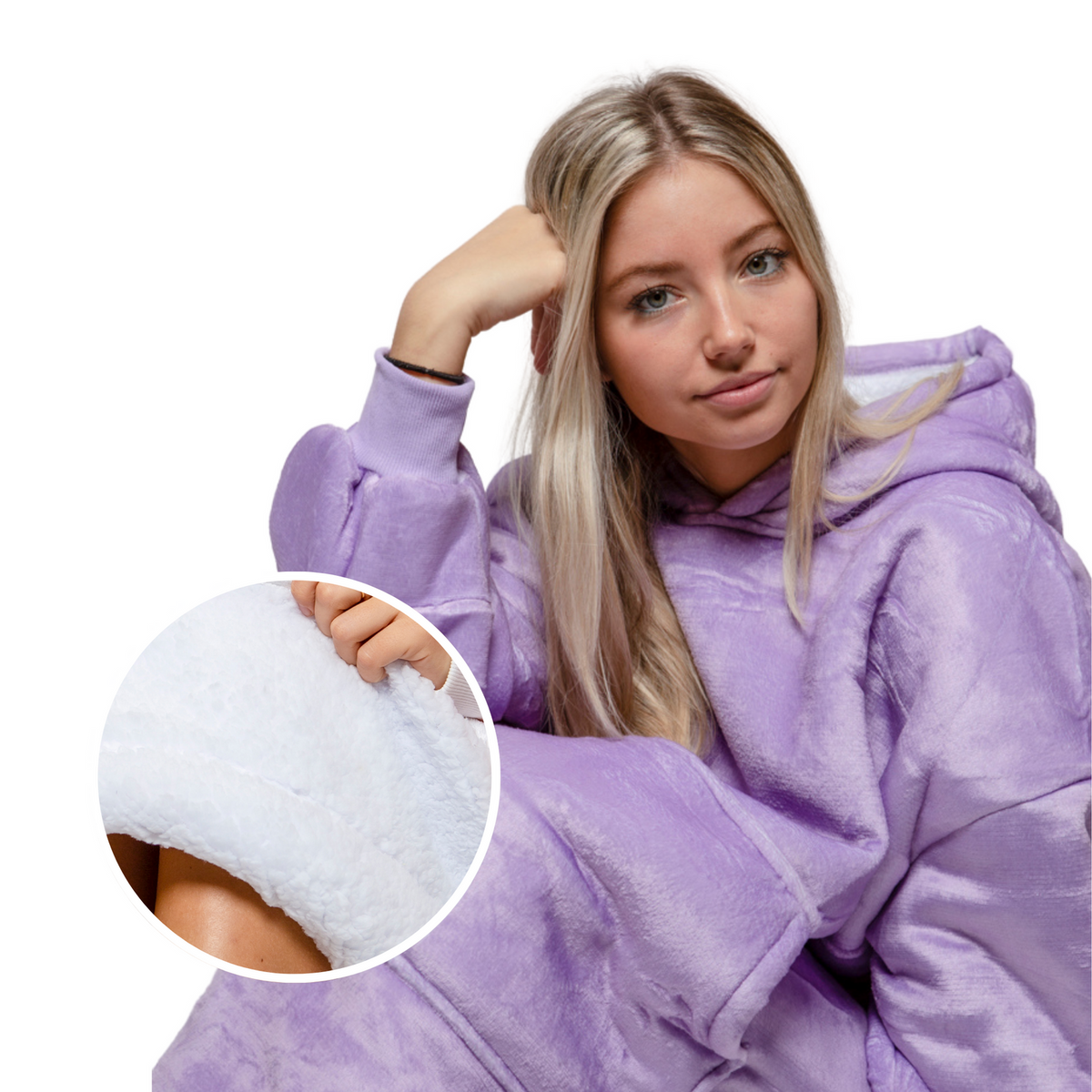 Plain Lilac Blanket Hoodie with a Sherpa Lining