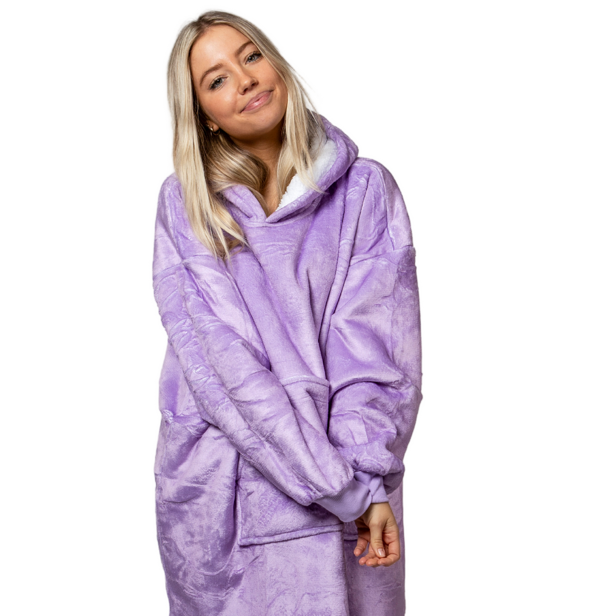 Plain Lilac Blanket Hoodie with a Sherpa Lining