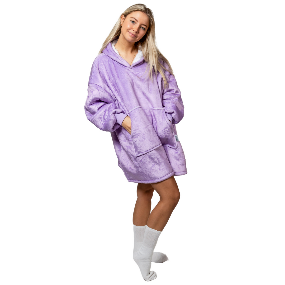 Plain Lilac Blanket Hoodie with a Sherpa Lining