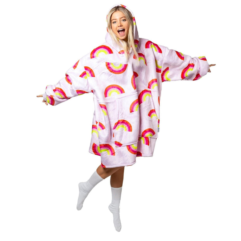 Rainbow Print Blanket Hoodie with a Sherpa Lining