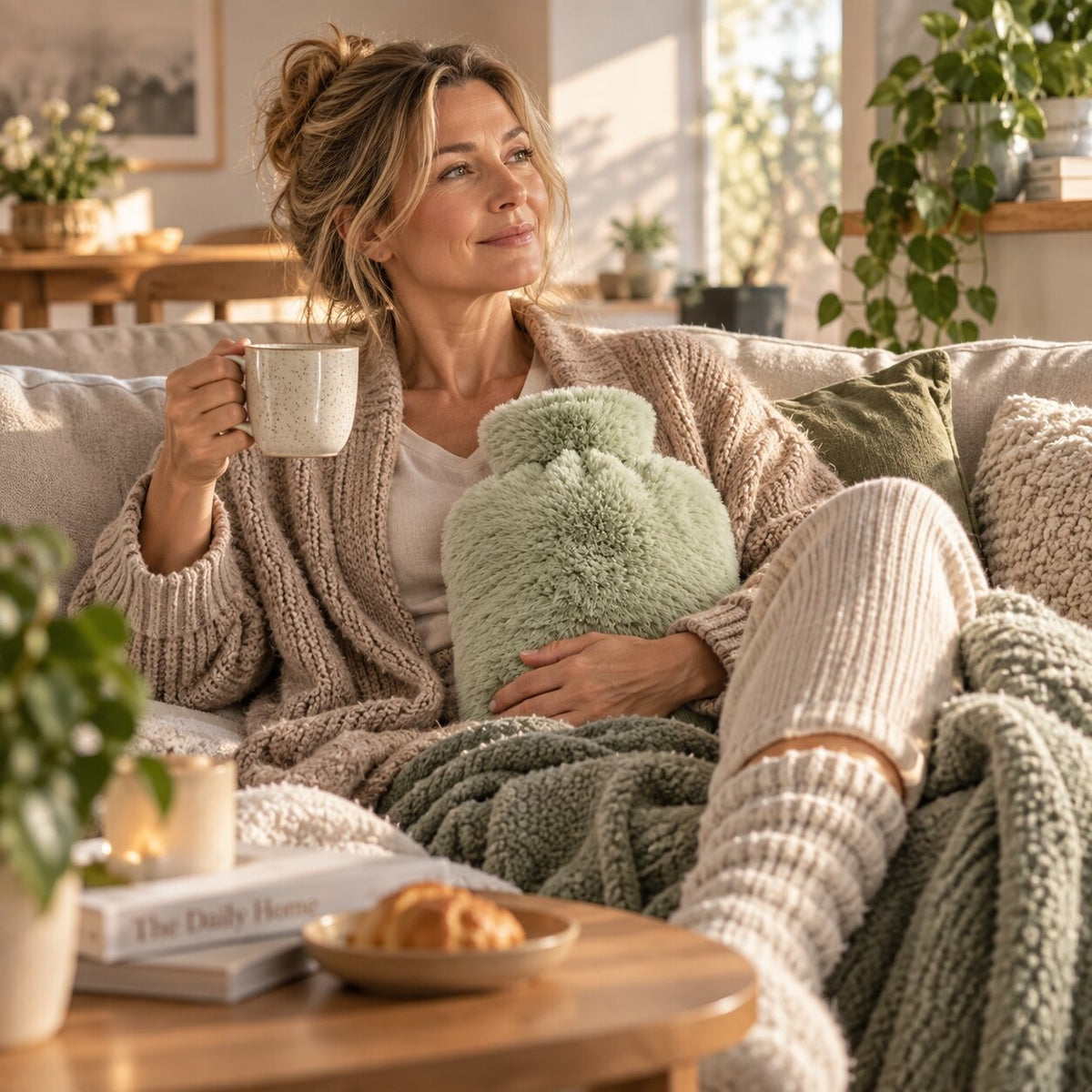 1 litre hot water bottle with a soft fluffy cover - view 7