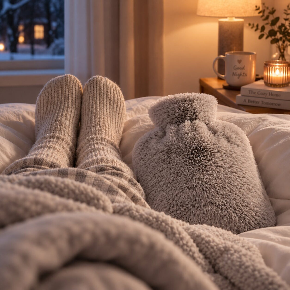 1 litre hot water bottle with a soft fluffy cover - view 8