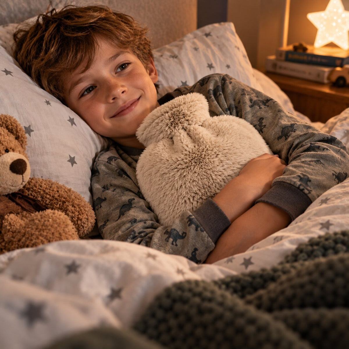 1 litre hot water bottle with a soft fluffy cover - view 9