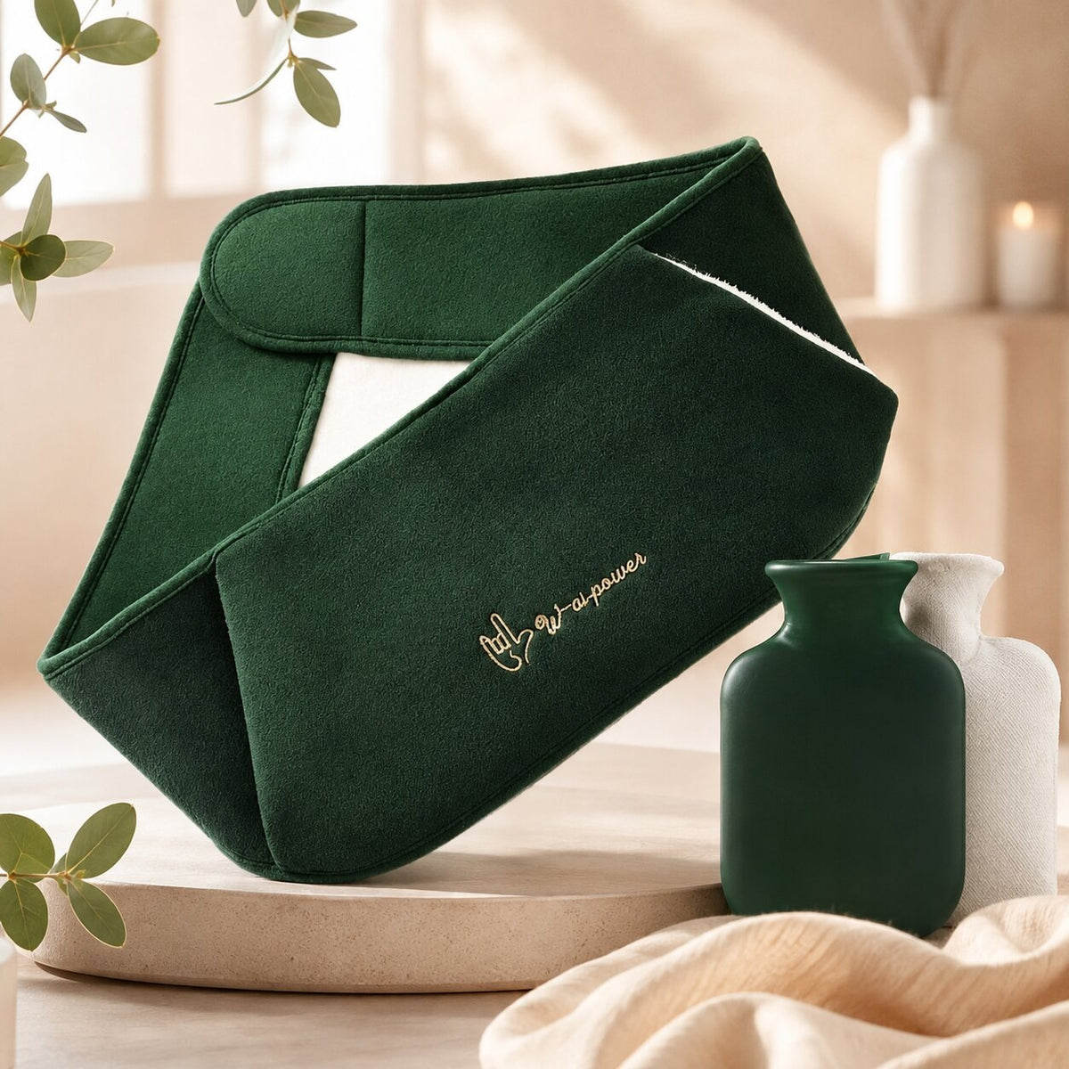 Hot water bottle waist belt with a fleece cover and hand pockets - view 4