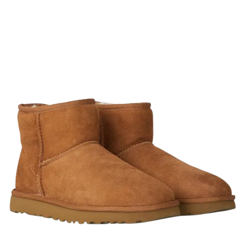Women's faux fur-lined mini boots in a suede look