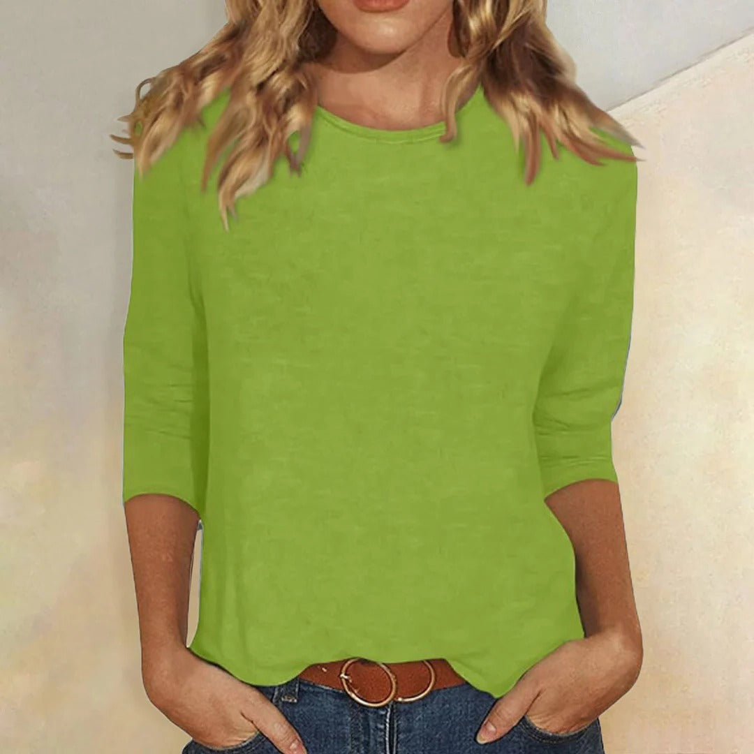 Women's Top - Women's Crew Neck 3/4 Sleeve Casual Everyda in Black