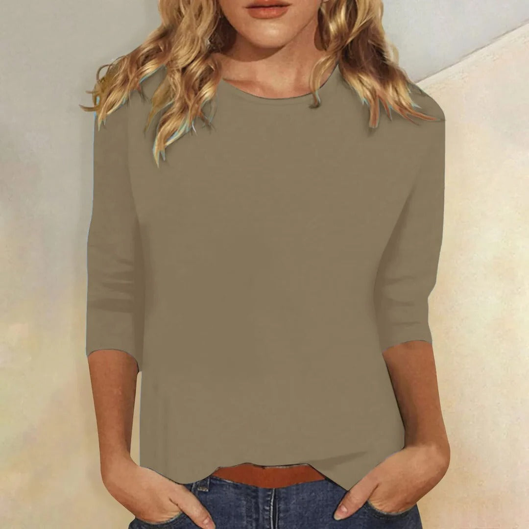Women's Top - Women's Crew Neck 3/4 Sleeve Casual Everyda in Green