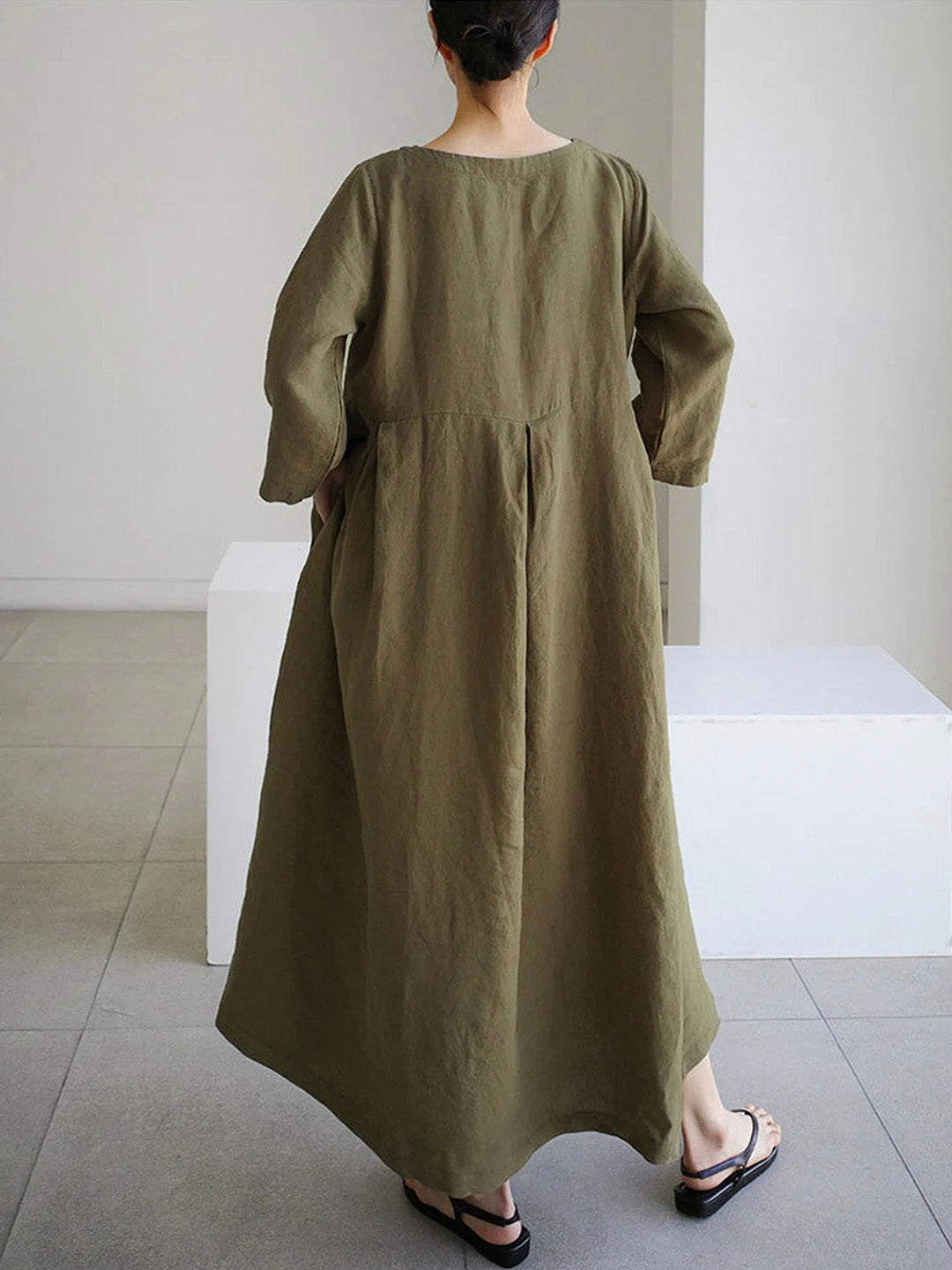 Women's Ivonne Cotton Maxi Dress – Side Pockets Casual – product view