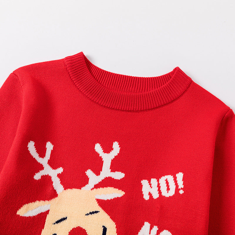 Kids' knitted Christmas jumper with a festive motif on the front