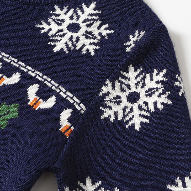 Kids' knitted Christmas jumper with a festive motif on the front