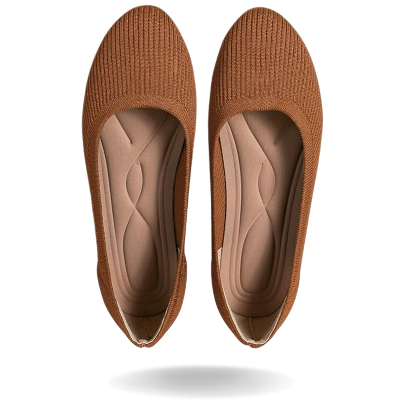 Women's knitted ballet flats with a round toe