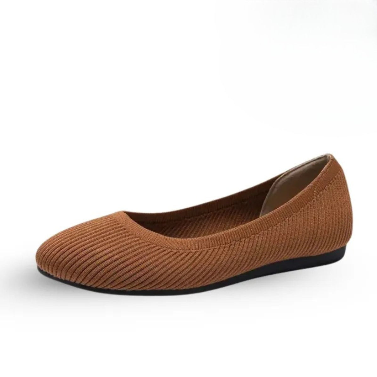 Women's knitted ballet flats with a round toe