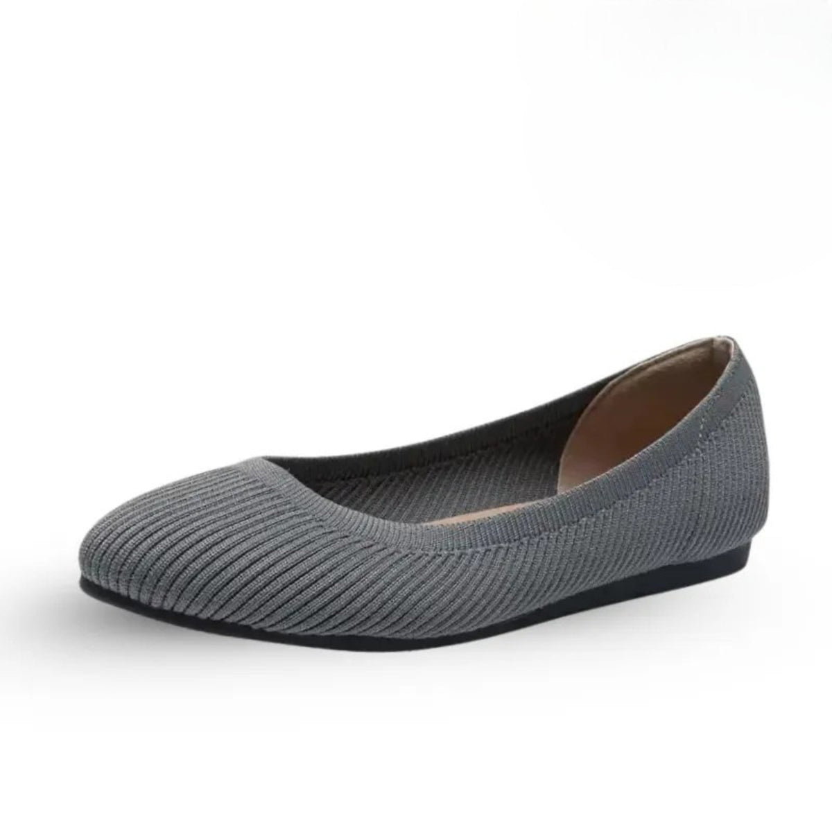 Women's knitted ballet flats with a round toe