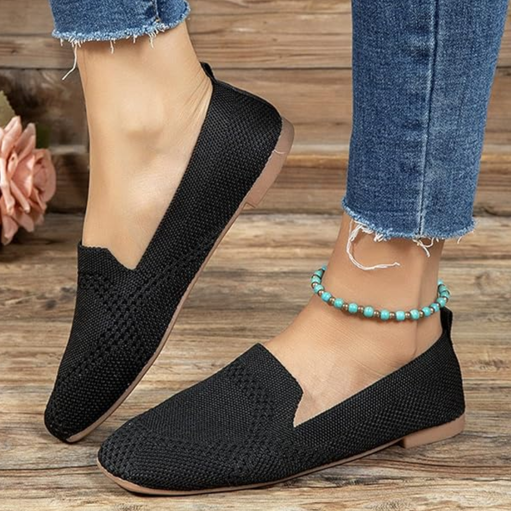 Women's knitted square-toe loafers