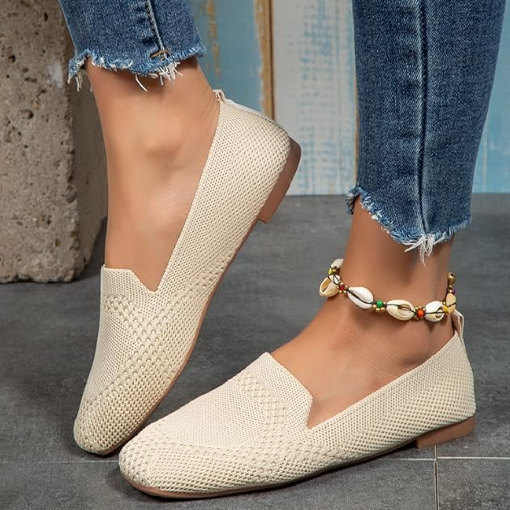 Women's knitted square-toe loafers