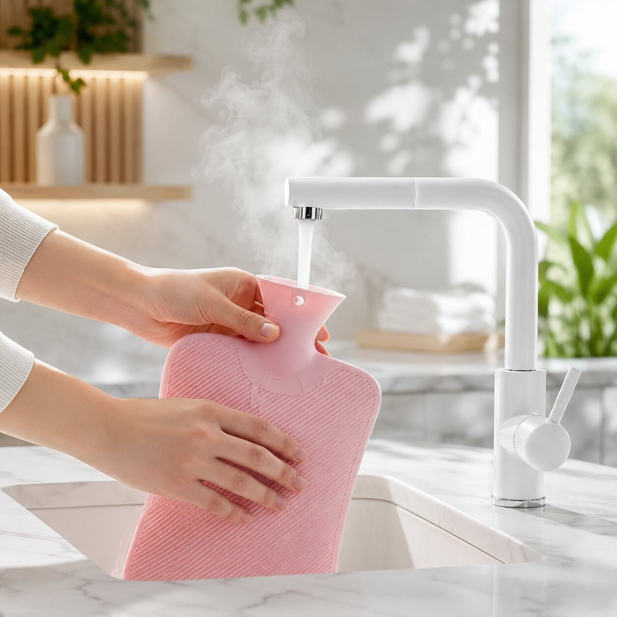 Large 2 litre hot water bottle with a long-pile plush cover - view 4
