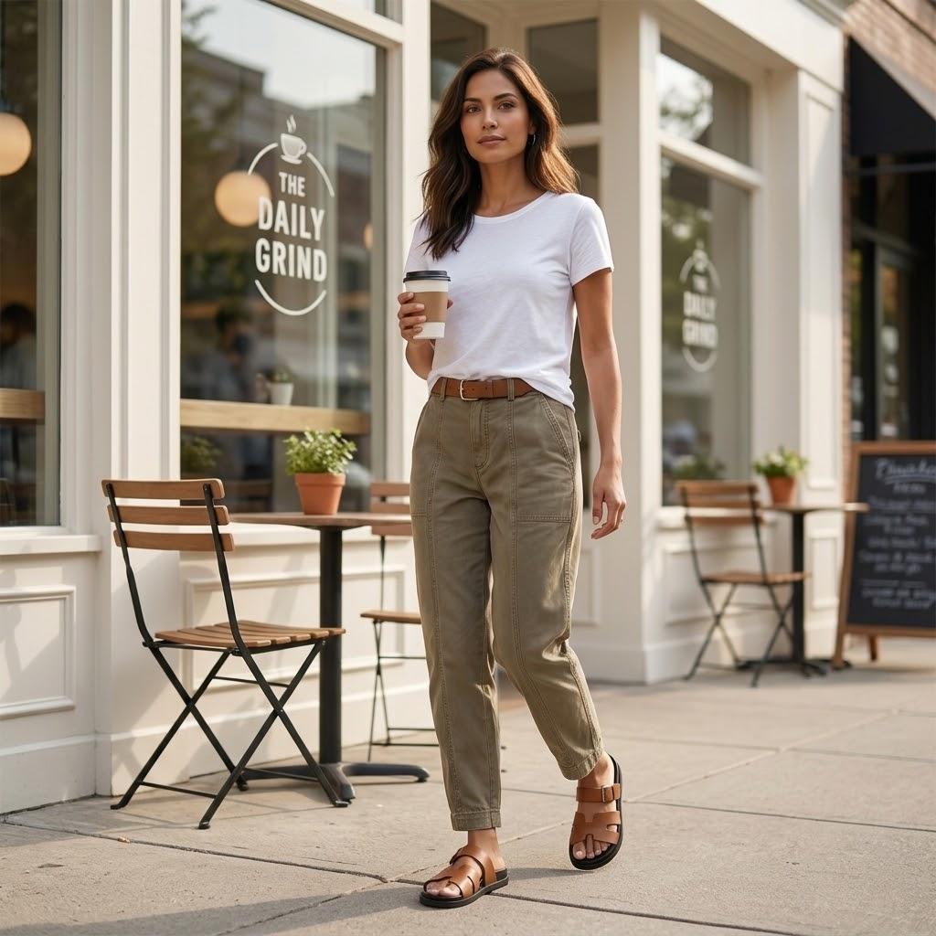 Women's high waist utility trousers - detail
