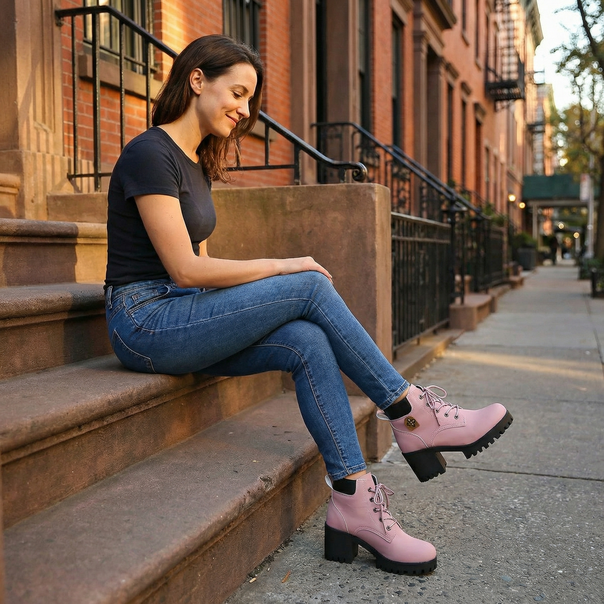 Women's chunky platform lace-up boots - detail