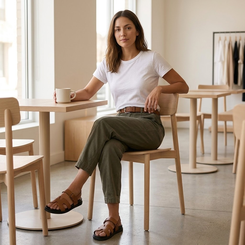 Women's high waist utility trousers - detail