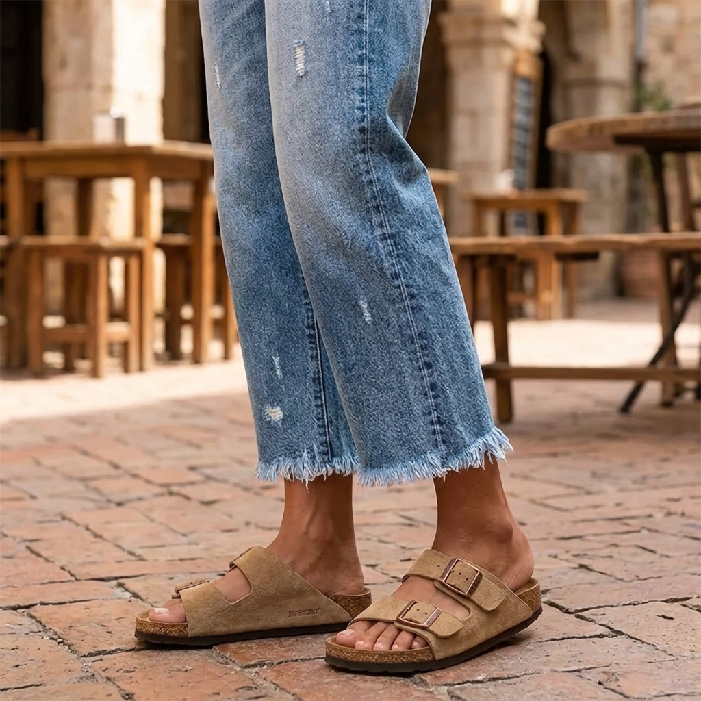Women's cropped straight leg jeans - detail