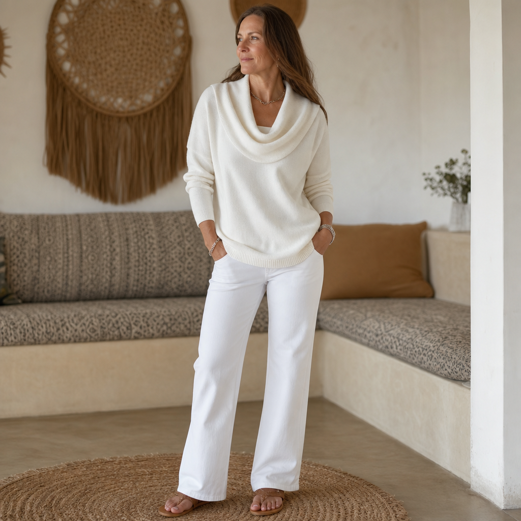 Women's cowl neck jumper - detail