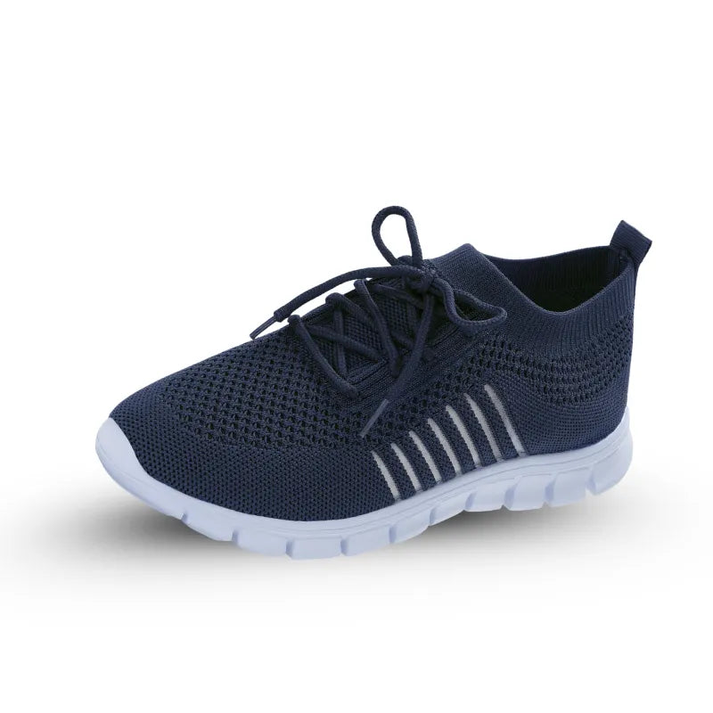 Women's lightweight ergonomic knit trainers with a flexible white sole