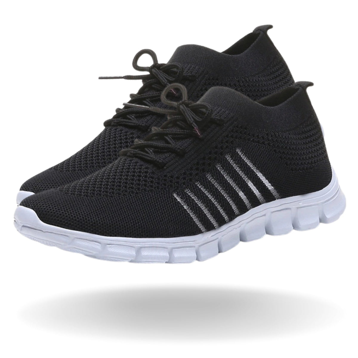 Women's lightweight ergonomic knit trainers with a flexible white sole