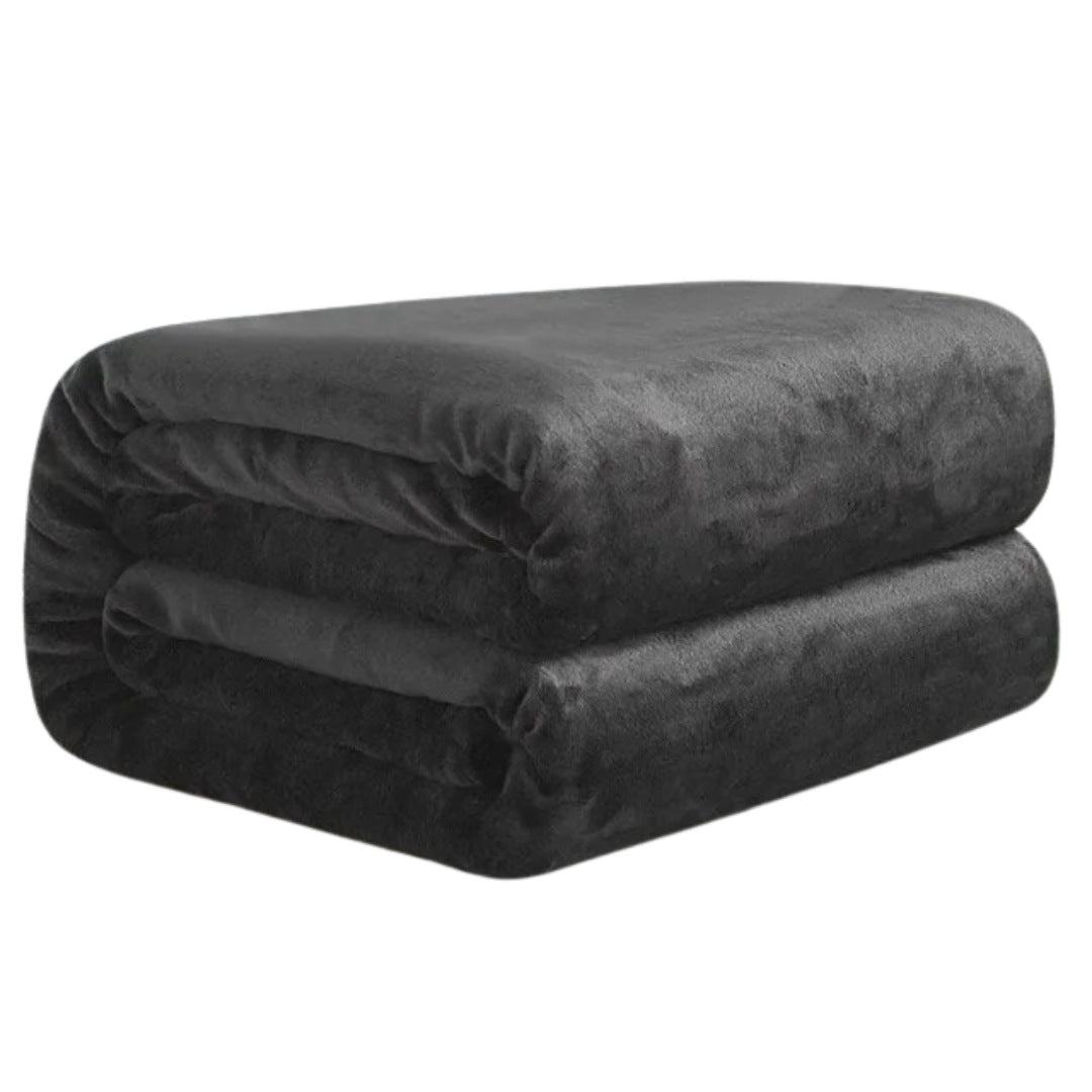 Lightweight fleece blanket of 150 x 200 cm, folded - black