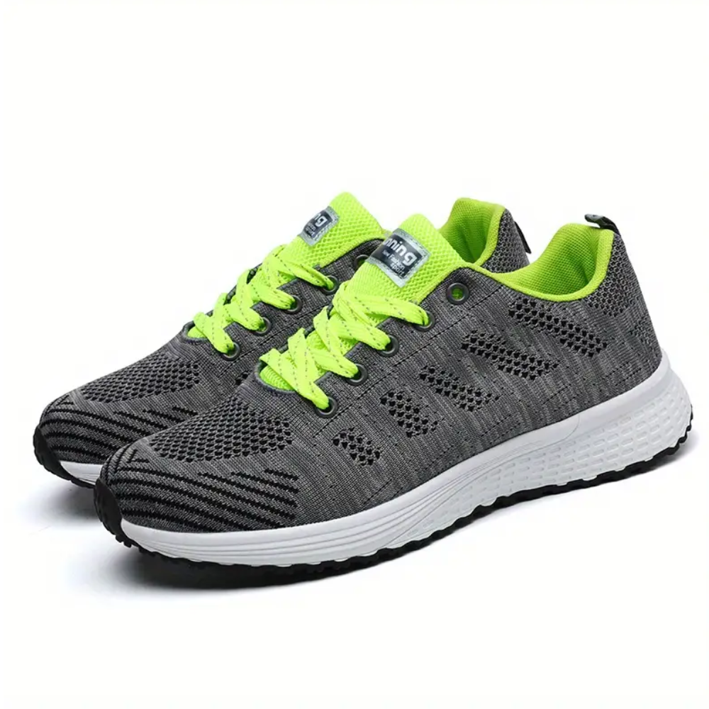 Women's lightweight knit trainers with a white foam sole