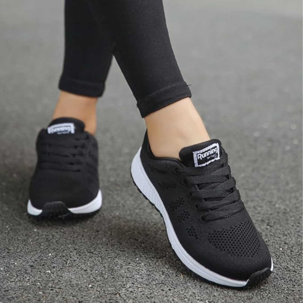 Women's lightweight knit trainers with a white foam sole