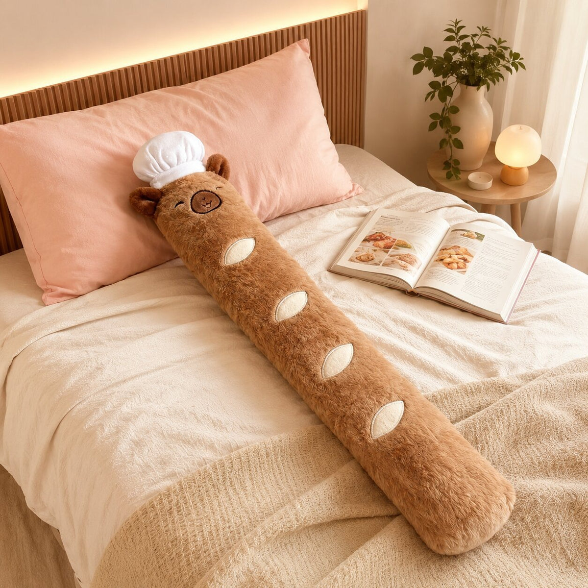 Long 3 litre capybara hot water bottle with a plush cover and chef's hat - view 6