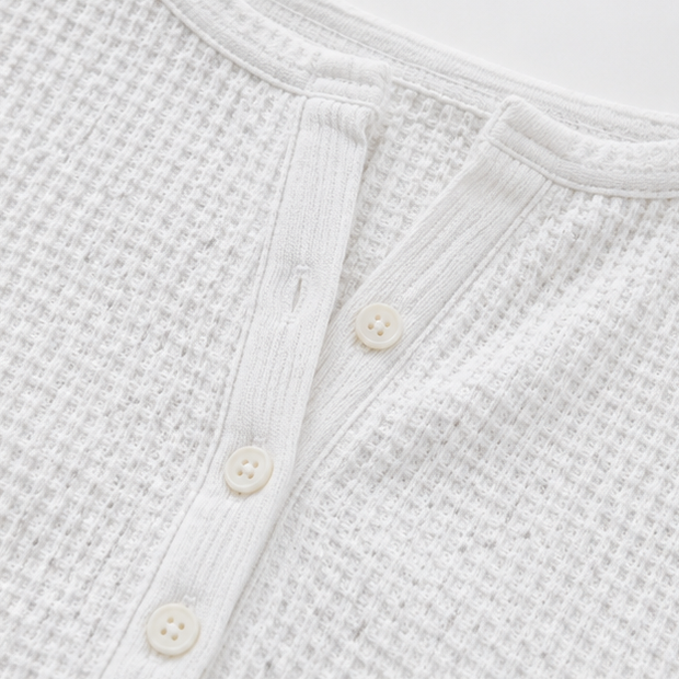 Women's waffle henley top - detail