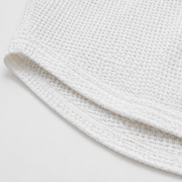 Women's waffle henley top - detail