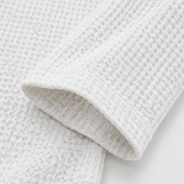Women's waffle henley top - detail