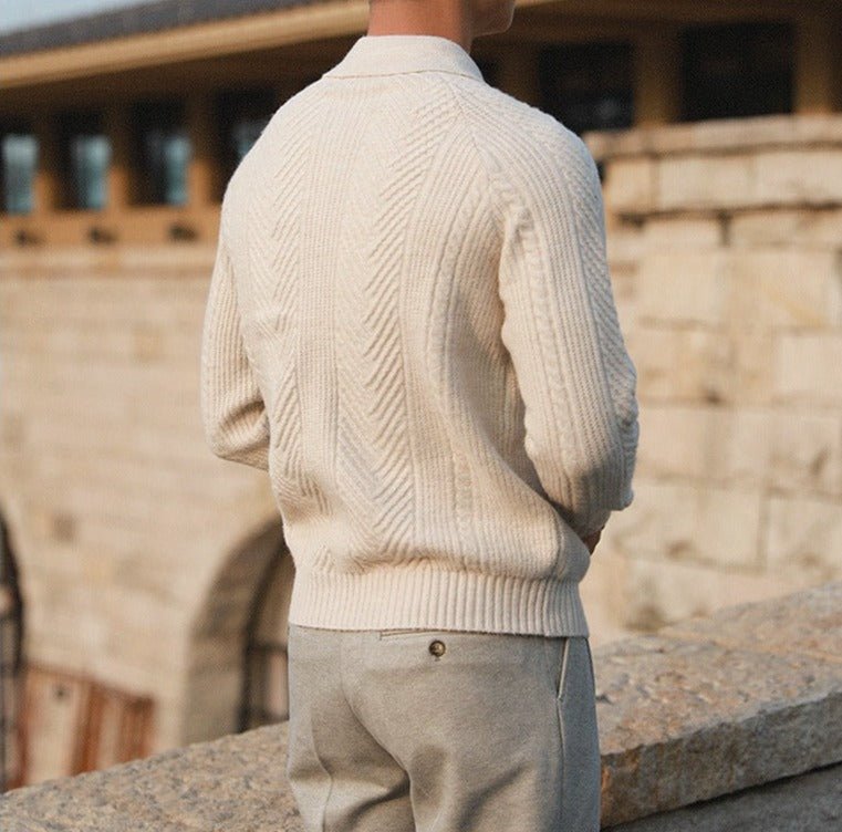 Men's knitted polo jumper - detail