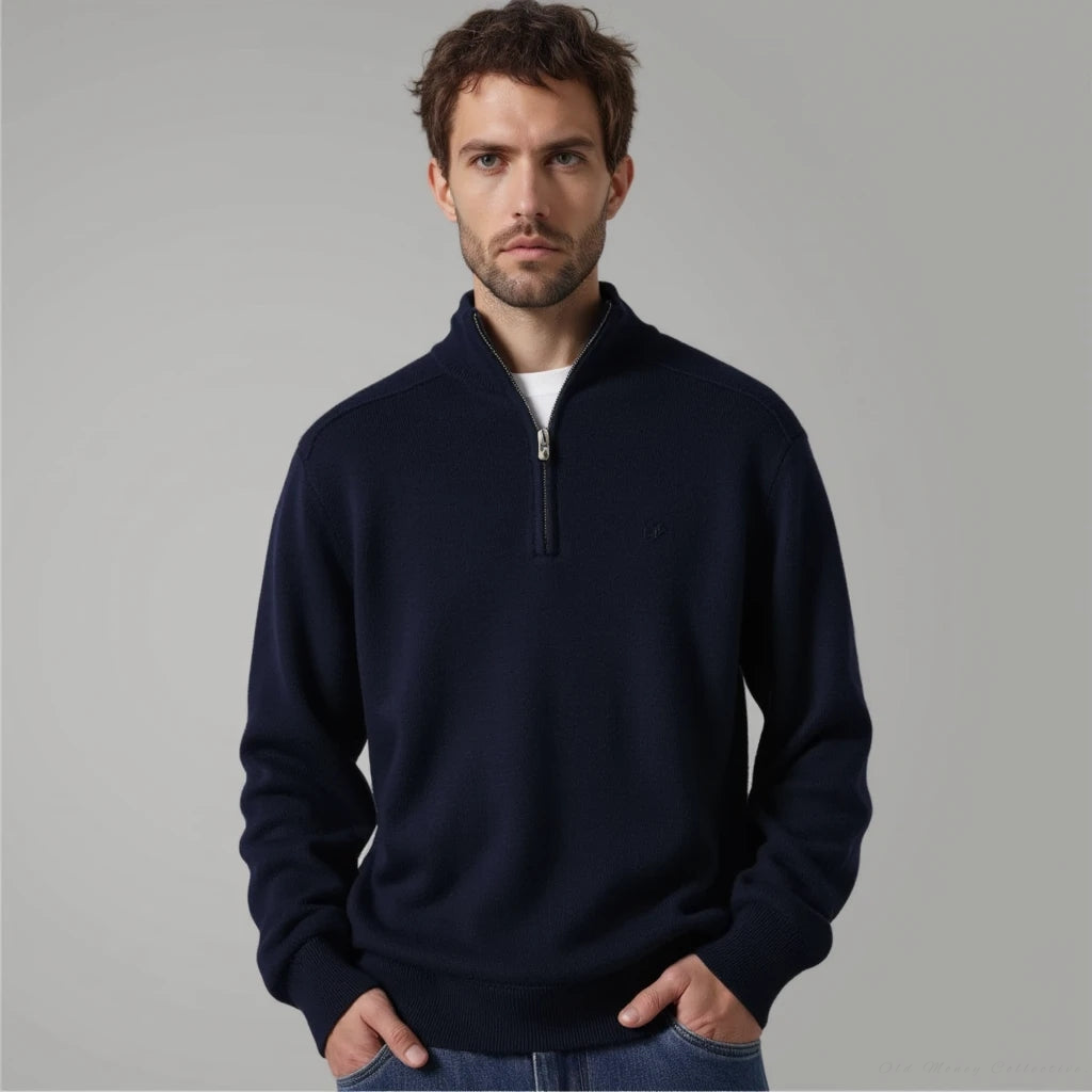 Men's soft half-zip jumper in Navy