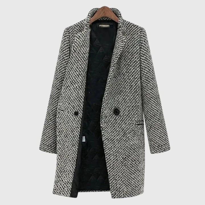 Women's marled coat with lapels and a quilted lining - grey marl