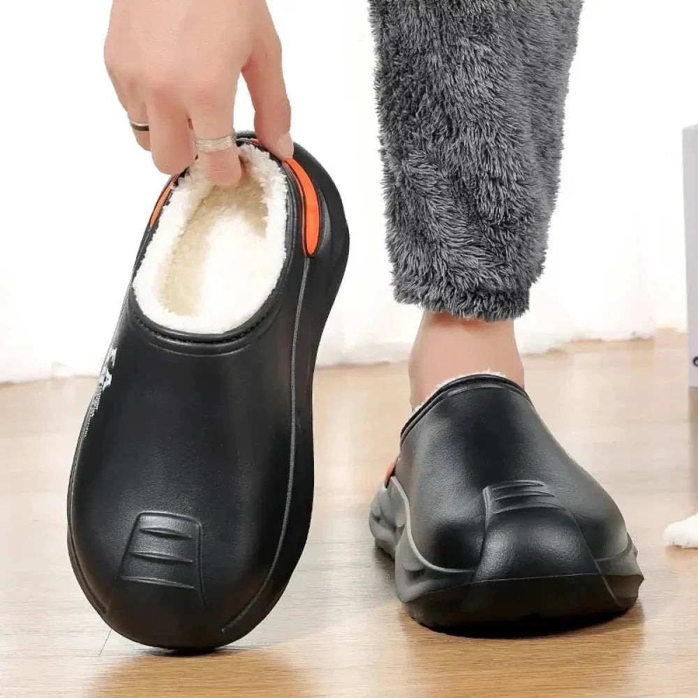 Men's mule slippers with arch support footbed, plush lining and a thick sole with tread - view 4