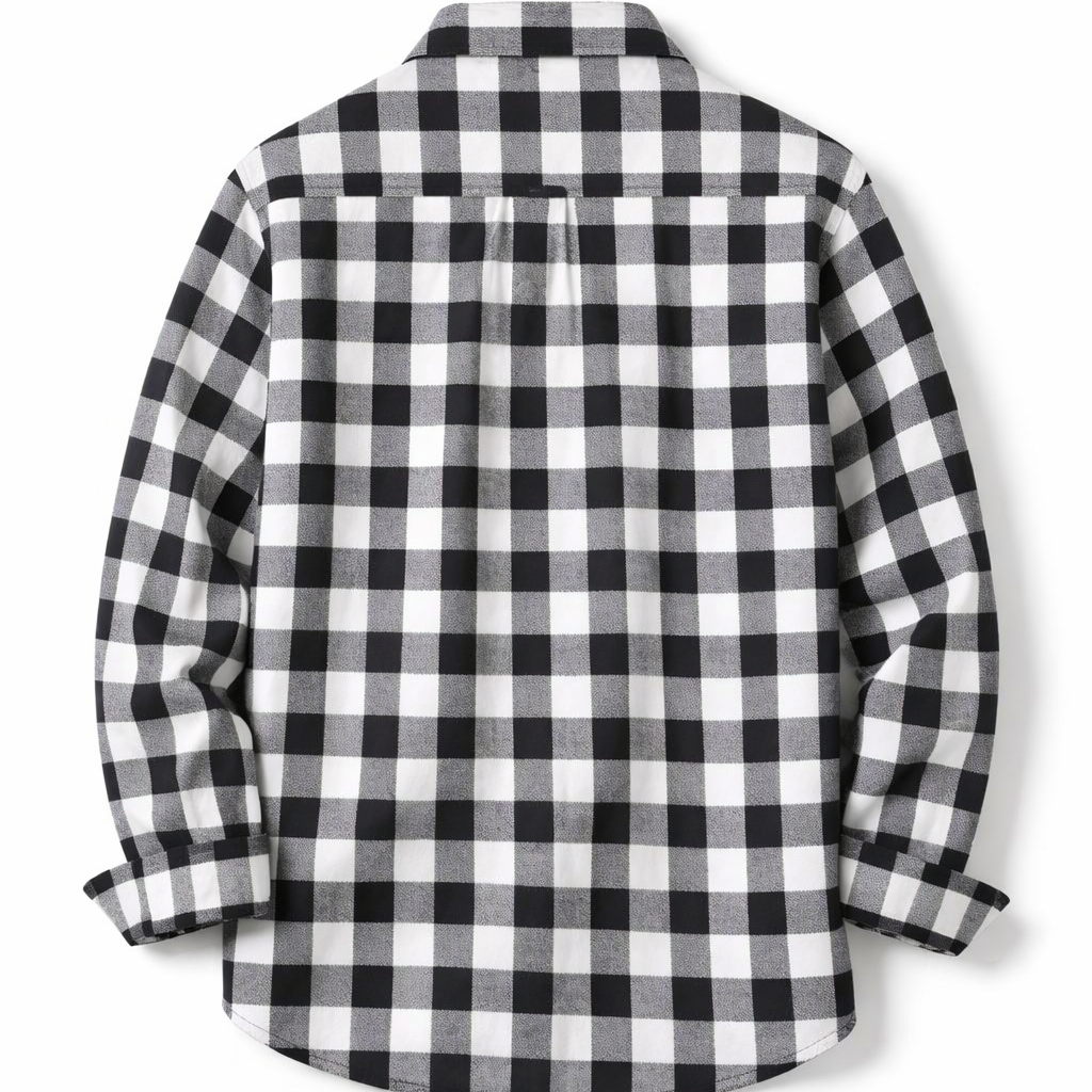 Men's buffalo check overshirt with two flap chest pockets