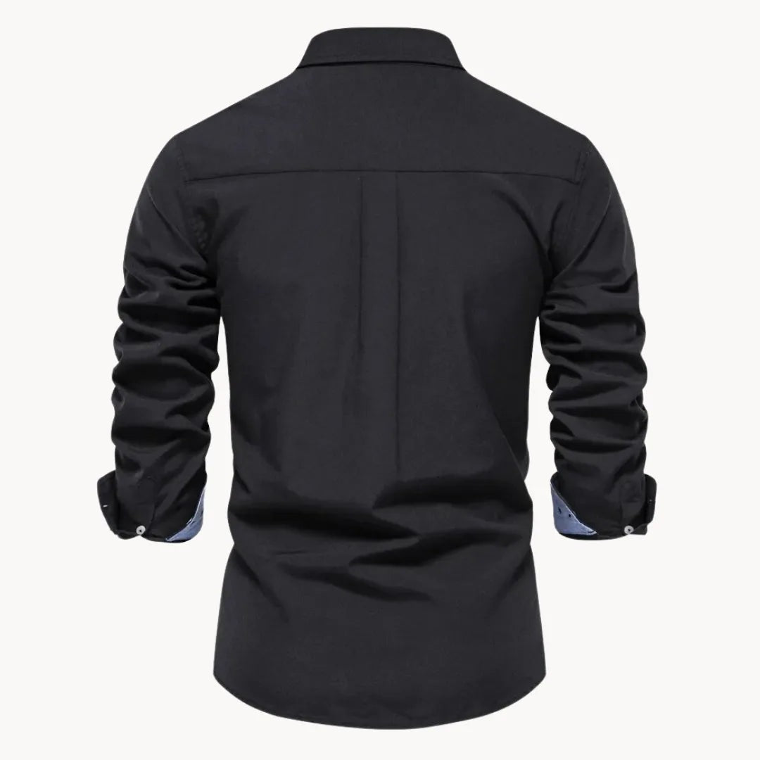 Men's button-down shirt with contrast cuffs - view 2
