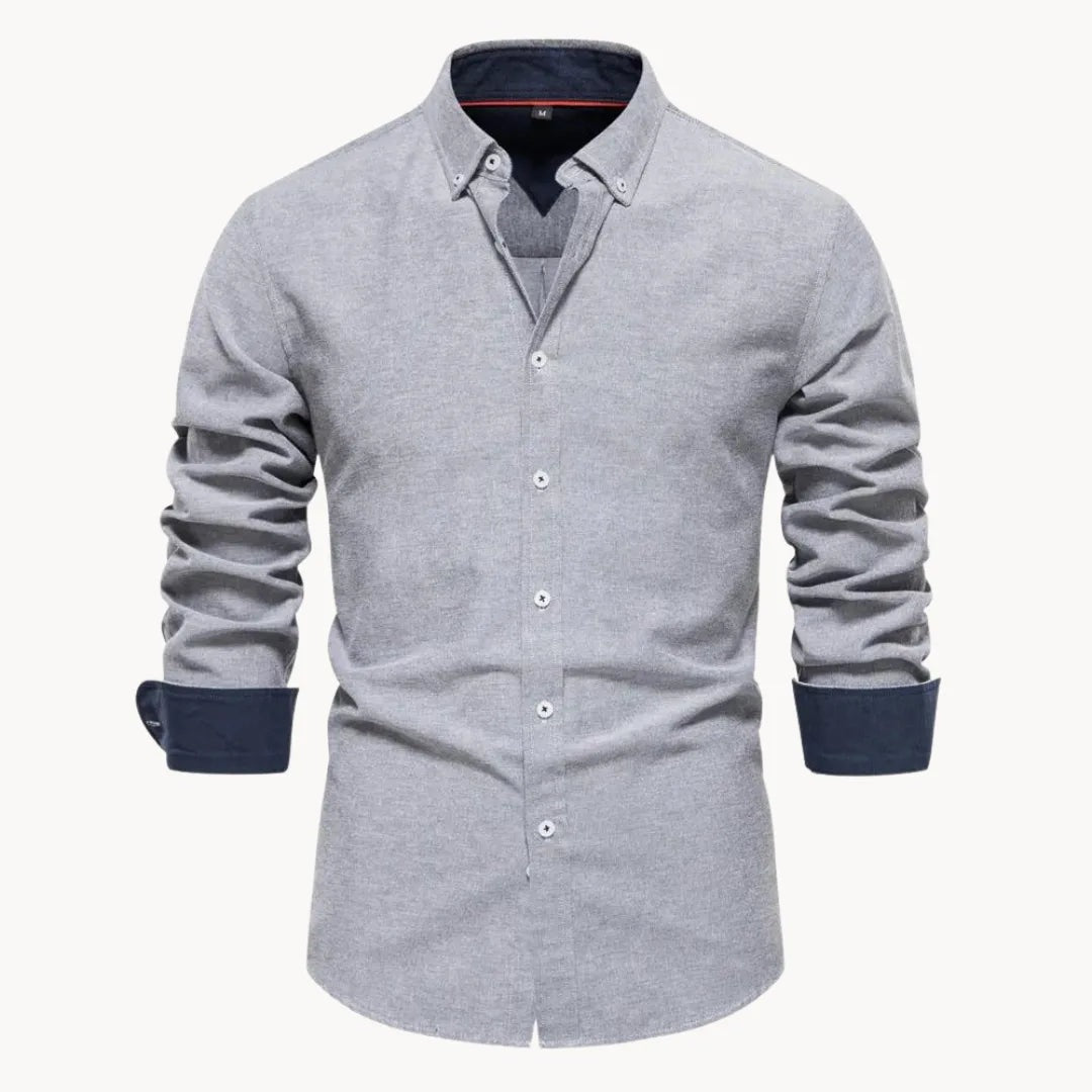 Men's button-down shirt with contrast cuffs - grey
