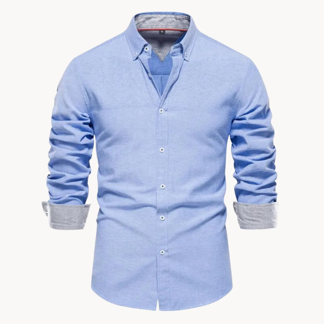 Men's button-down shirt with contrast cuffs - blue
