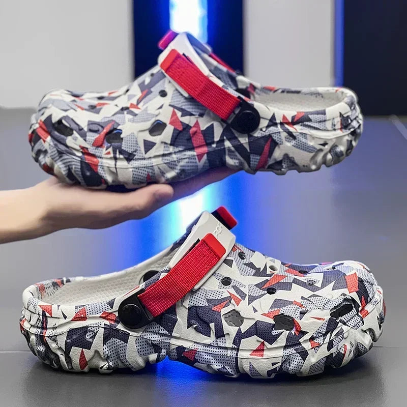 EVA clogs with a camo print, vent holes and adjustable heel strap - view 5