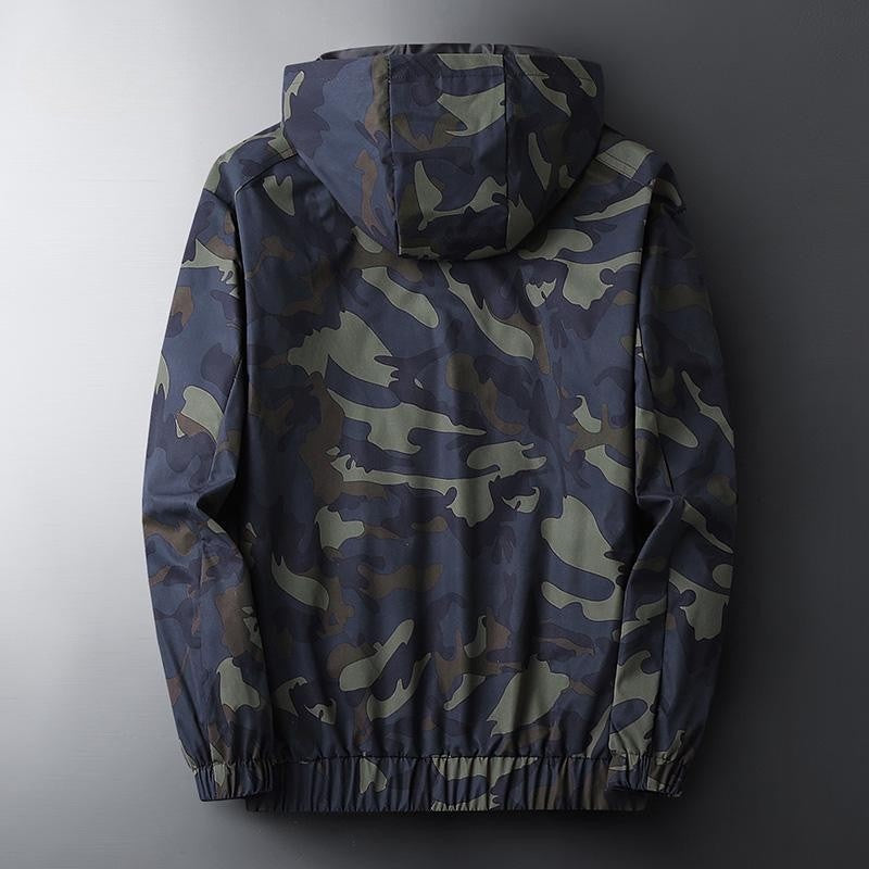 Men's camouflage hooded jacket with a zip and elastic cuffs and hem - view 4