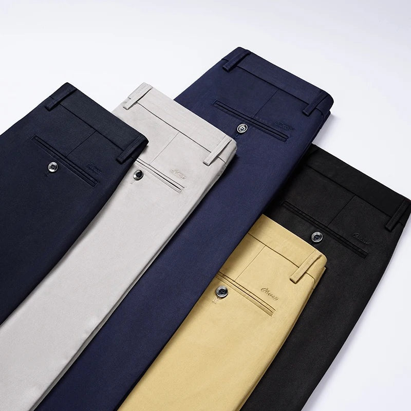 Men's classic fit chino trousers with belt loops and buttoned welt pockets - view 6