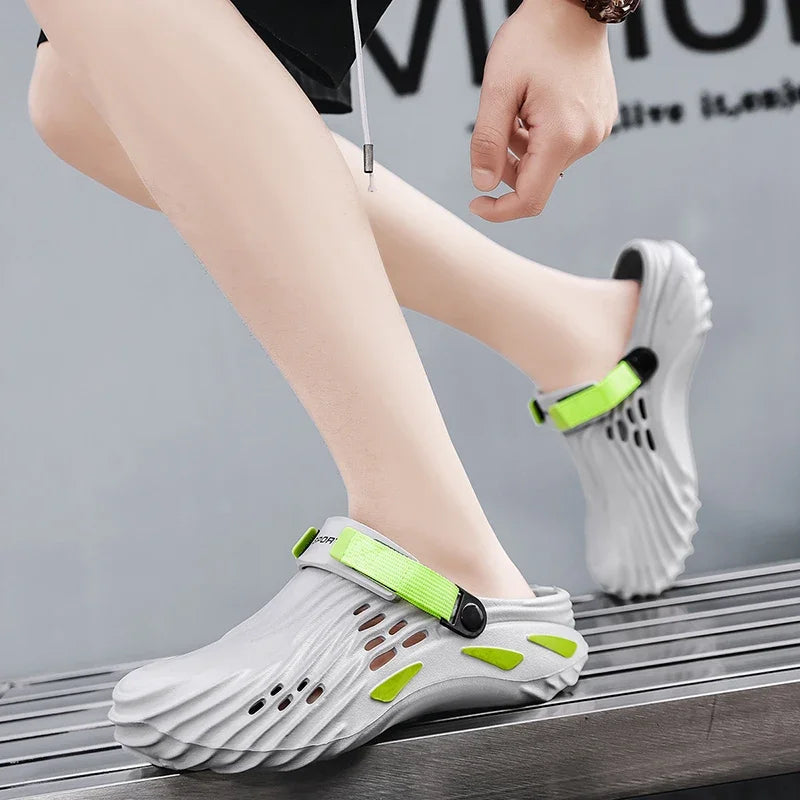 Men's EVA clogs with closed toe, side vents, thick sole and hook-and-loop heel strap - view 4