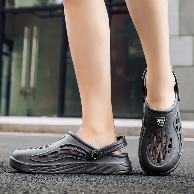 Men's EVA clogs with flame-shaped cut-outs in the toe and pivoting heel strap - view 5