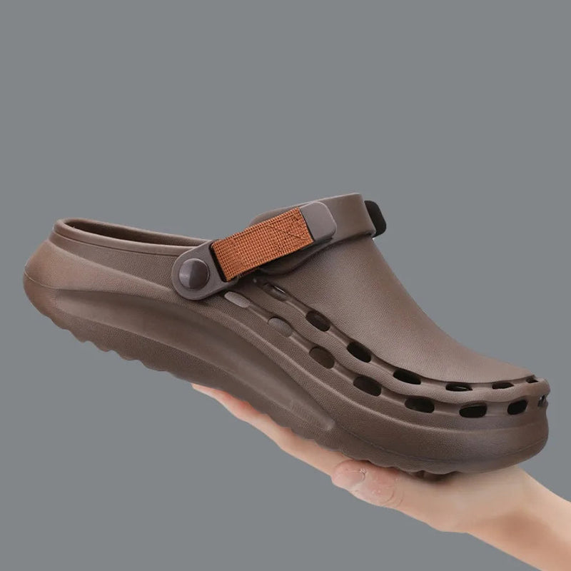 Men's EVA clogs with vent holes along the sides, a pivoting heel strap and a thick sole - view 2