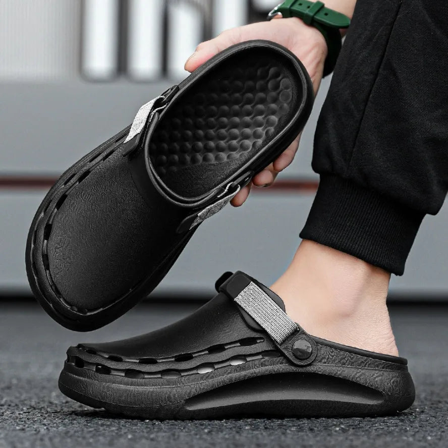 Men's EVA clogs with vent holes along the sides, a pivoting heel strap and a thick sole - view 4